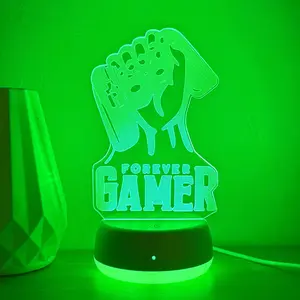 3D Game Controller Light, Touch Control RGB Color Changing Night Lamp, Tabletop Gaming Decor Gift for Christmas Birthday, Changing Led Light