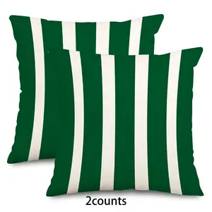 Green Stripe Pattern Cushion Cover, 2 Counts/set Throw Pillow Cover without Filler, Household Decoration Supplies for Home Living Room Bedroom Dormitory