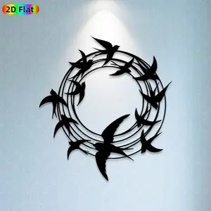 1pc Bird Wreath Metal Wall Art, Bird Wreath Statue Mural, Gift for New Year, Easter, Bird Decor Enthusiasts, Weather-Resistant Metal Wall Decor & Sculptures, for Living Room Wall, Garden Fence, Garden Fence Decoration, Home Decor Accent, Ornaments