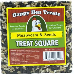 212 MAIN Happy Hen Treats Mealworm & Seed Squares, 6 oz, Square Shape, Nutritious Diet-Enriching Boredom-Reducing Bird Feeding Supply (SKU: 197696)