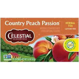 Celestial Seasonings Country Peach Passion Herbal Tea - 20 Caffeine-Free Tea Bags, Naturally Flavored with Chamomile, USA Grown, Recyclable Packaging