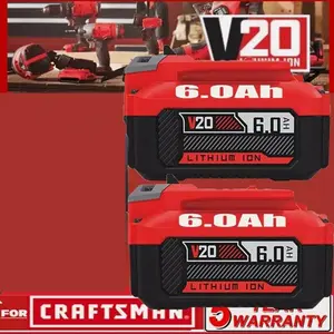 2025new 2x 20V V20 6.0Ah For Craftsman 20Volt MAX Li-ion Battery CMCB204 CMCB202 CMCB206