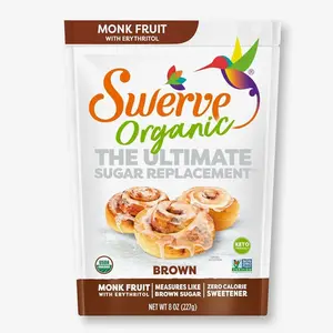 Swerve Organic Monk Fruit Brown Zero Calorie Sweetener, Plant-Based, Kosher, Keto Friendly, USDA Certified Organic, Gluten Free & Non-GMO, 8 Ounce