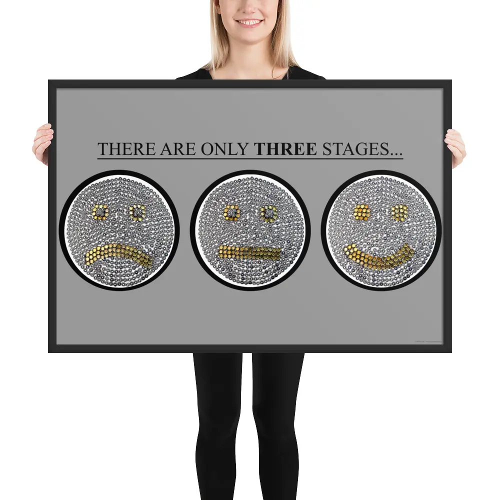 The Three Stages / Gray Background / Framed poster