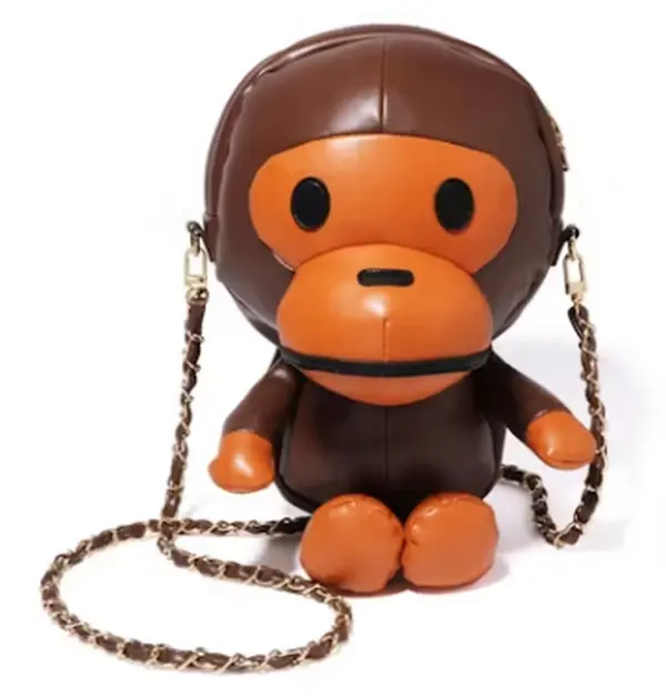Bape Baby Milo Plush Doll Chain Shoulder Bag Brown
