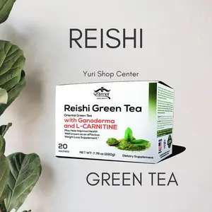 Yuri Shop Center Reishi Green Tea with Ganoderma & L-Carnitine 20 Sachets Oriental Blend Refreshing Taste Aroma