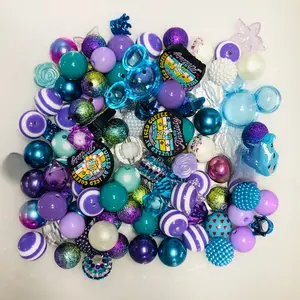 Bead Soup - Ocean Breeze 3mm+ Large Hole Bead Mix for Jewelry Making Teal Purple Acrylic & Silicone Variety