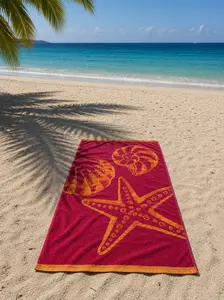 Oversized Designer Jacquard Printed Beach Towels Starfish 40x70 (Pack of Two). Super Quality and Very Absorbent 100% Cotton Towel in Beautiful Colors
