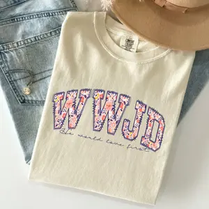 Bible Verse Faith Top, Women's Casual Short Sleeve Tee, Comfort Colors Wwjd Shirt, Christian Tee, Religious Gift, Walk Like Jesus Tshirt, Unisex Casual Graphic T-Shirts