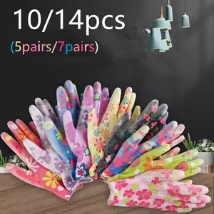 Women's Nylon Gloves, 10/14pcs All-Season Printed Multifunctional Gloves, Durable & Versatile Hand Protection Accessories