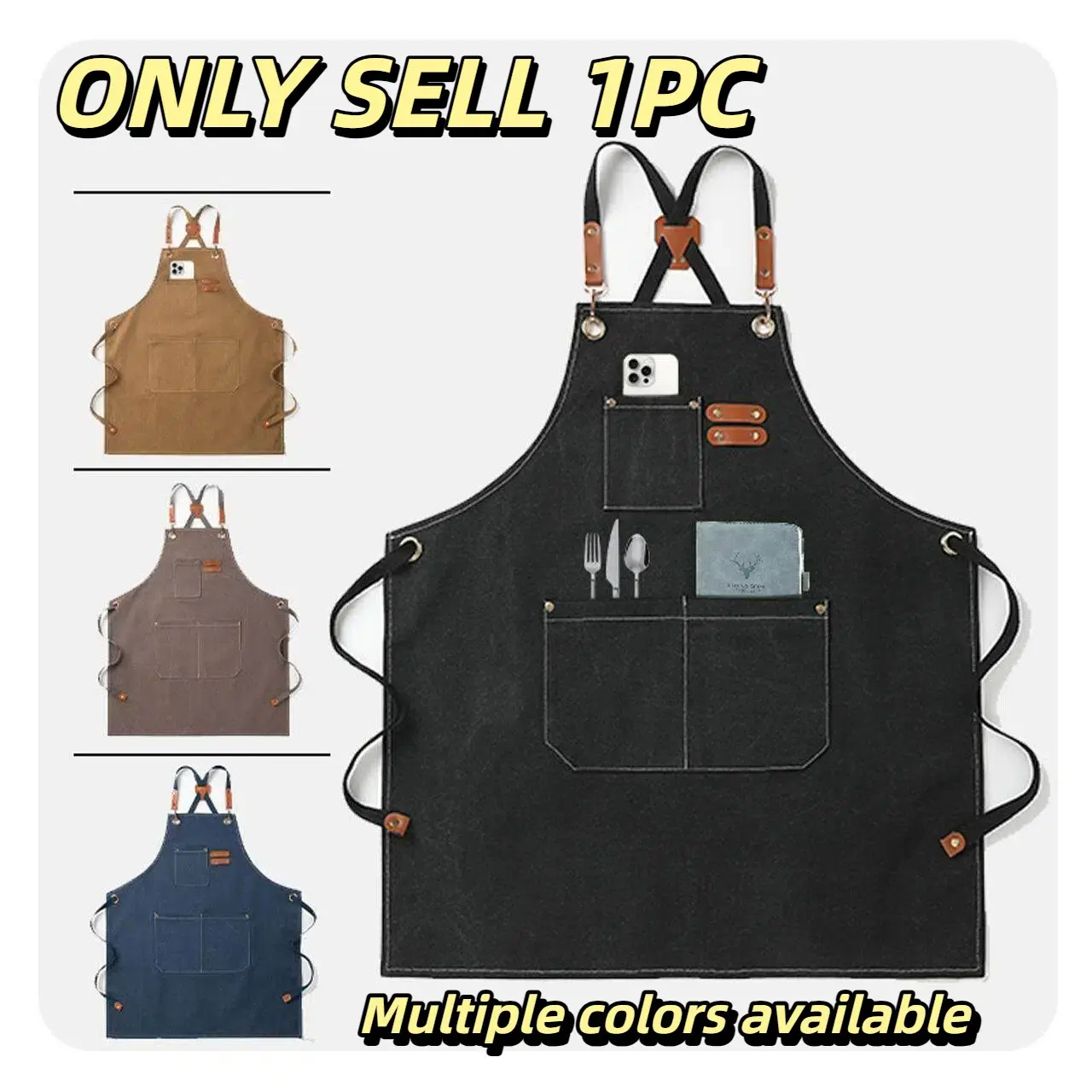 Adjustable Carpenter Apron with Multiple Pockets, Polyester Blend, Ideal for Woodworking, Gardening, Cooking, DIY Projects, Kitchen Cooking Aprons, Pocketed Aprons
