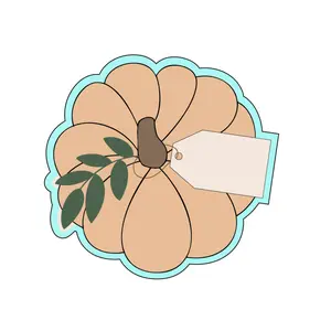 Fall Pumpkin with Floral leaves and gift tag Cookie Cutters