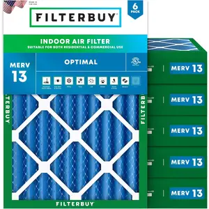 Filterbuy 13x20x4 Air Filter (6-Pack), Pleated MERV 13 Optimal Defense HVAC AC Furnace Air Filters (Actual Size: 13.00 x 20.00 x 4.00 Inches)