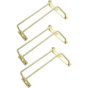 7-Inch Gold Under Cabinet Stemware Wine Glass Rack, 1 Row 3 Pack Wine Glass Holder for Bar Kitchen