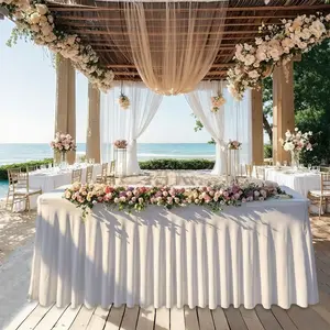 MTREO 1 4 Pack Waterproof Spandex Tablecloth for 4/6/8FT Rectangle Tables - Stretch Fitted Washable Table Cover for Christmas Dinner, Holiday Party & Wedding Decor