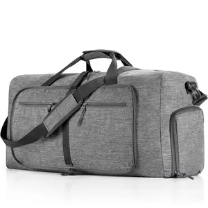 Travel Duffel Bag for Men, 65L Foldable Duffle Bags with Shoes Compartment, Overnight Bag for Men Women Waterproof & Tear Resistant