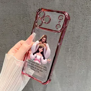 Divine Crown Blessing Pattern Phone Case for iPhone 17 Pro Max 16 15 Plus Air 14 13 12 11 E Electroplated Four-Corner Anti-Fall Protection Cellphone Cover