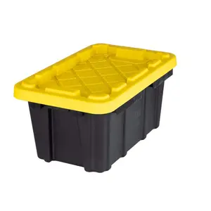 6.5 qt. Tough Storage Tote in Black with Yellow Lid ( 2 pack )