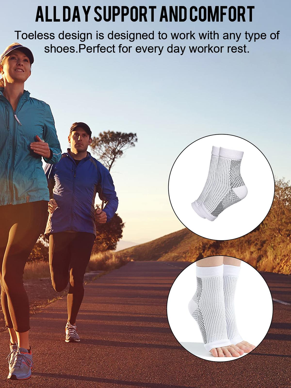Open Toe Compression Ankle Socks with Arch Support, Breathable Stretch Design for All-Day Comfort, Ideal for Plantar Fasciitis Relief, Walking, Running, Standing Work and Daily Casual Wear