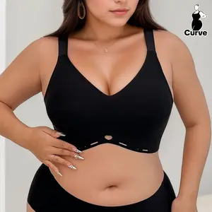 Plus Size Seamless  Anti-Sagging & Push-Up Seamless Wirefree  For Women Removable Padded Adjustable Shoulder trap Women's Comfortable Push-Up smoothing  everyday t-shirt  feel in girl wireless br a big bust friendly wide back bra