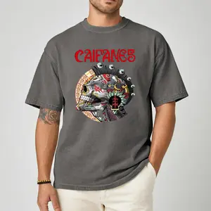 Caifanes Aztec Skull Classic Comfort Color Printed Tee Ring-Spun Cotton Soft-Washed T-Shirt Trendy Tops Perfect Gift