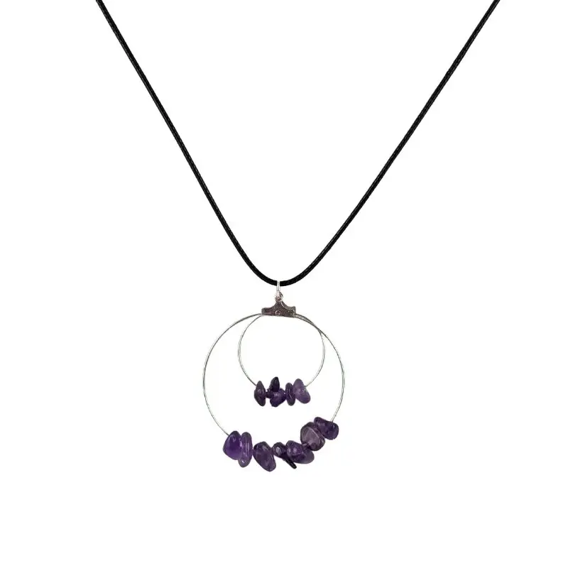 Amethyst Double Circle Pendant Necklace
