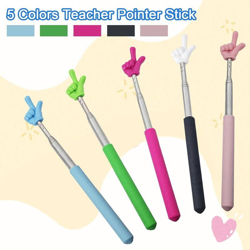 5 count Pointer Stick For Classroom  Multipurpose Teacher Pointer Stick, Extendable Classroom Pointer And Finger Pointer Stick, Engaging Colors  Classroom Essentials For Effective Presentations