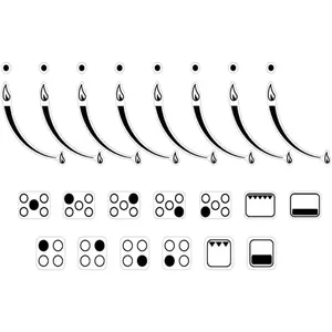 2 sets flame indicators ring stove sticker decal label for burner cooktop hob cooker top markings oven replacement adhesive knob symbols Black print for Silver White or Light Coloured stove