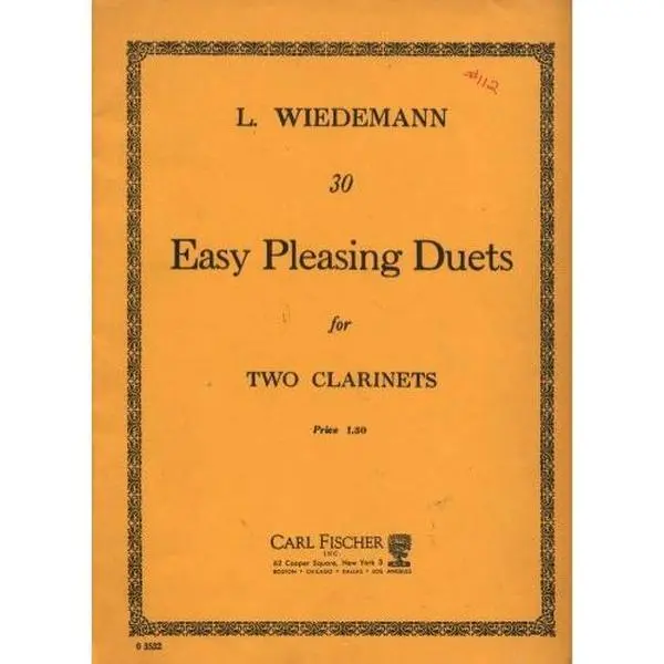USED Book - 30 Easy Pleasing Duets for Two Clarinets by L. WIEDEMANN (Unknown)