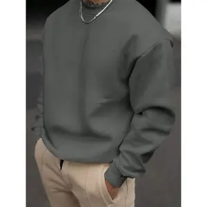 Men’s letter-print crewneck sweatshirt, autumn–winter loose casual fashionable long-sleeve pullover, men’s everyday wear