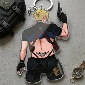 Leon Kennedy Resident Evil Keychain, Anime Game Inspired Acrylic Keychain, Tactical Agent Gamer Gift, RE4 Leon Graphic Keyring