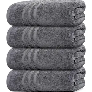 Pack of 4 Soft Bath Towels - 100% Cotton, 27x54 Inches, Lightweight Quick-Dry, Ideal for Daily Bathroom Use, Practical Comfortable, Dark Grey