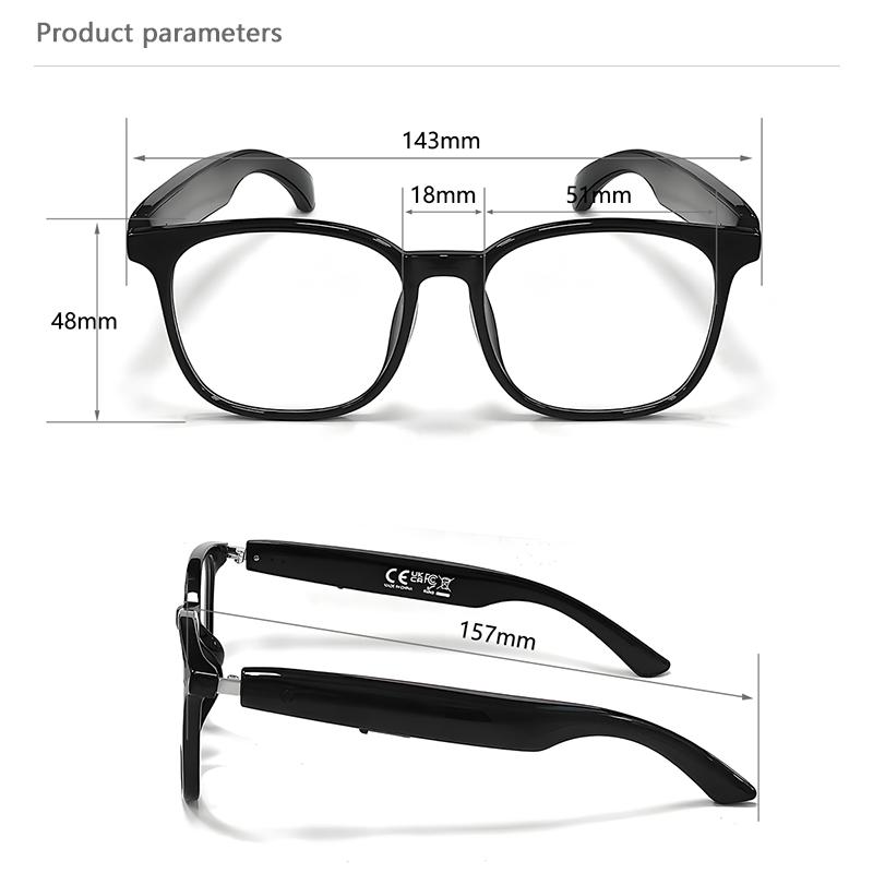 JEYUIN Smart Glasses with Bluetooth Audio and Replaceable Lenses, Built-in Microphone & Speaker, HD Voice Calls and HiFi Music, Hands-Free Wearable Glasses for Travel, Driving and Daily Use, Compatible with iPhone & Android