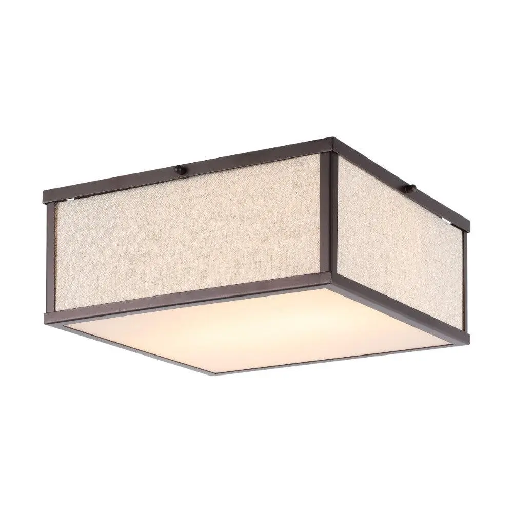JONATHAN Y Grant Minimalist Industrial Square Linen-Iron LED Flush Mount, 40W CFL Modern Mood Lighting with Soft Glow, Ambient Decoration Lamp for Living Room, Bedroom, None