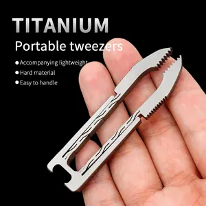 Titanium Alloy Tweezers for Precision Work, Portable Outdoor Bottle Opener Keychain Accessory for Men & Women, Keychain Multi Tool