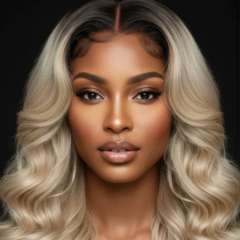 28” Dark Root/Ash Blonde Premium Human Blend
