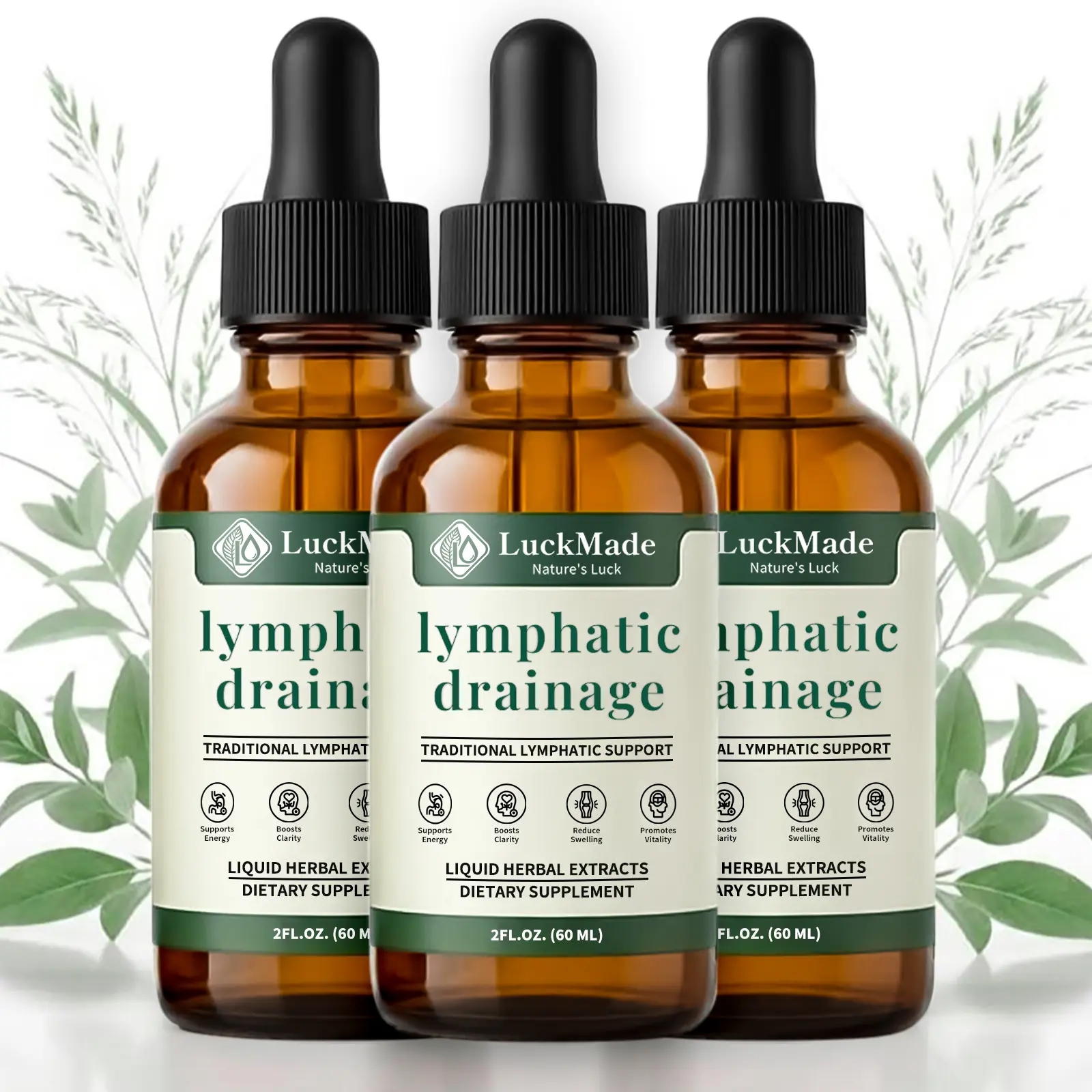 LuckMade 1–3 bottles Lymphatic Drainage Drops，Organic Lymphatic Drainage Supplement, Boosts Immunity Vitality, Portable Dropper Design, Supports Lymphatic Health,2 Fl Oz，Healthcare Natural #SummerVibes
