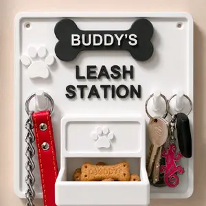 Personalized Dog Leash Station, Custom Dog Name Sign, Pet Organizer, Dog Treat Holder, Entryway Leash Holder, Dog Lover Gift