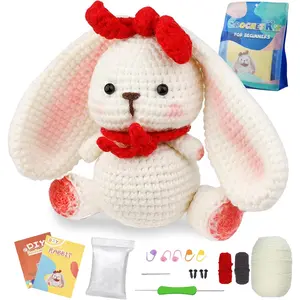Crochet Kit for Beginners Complete Set with Yarn and Hooks Step-by-Step Video Tutorials for Adults Kids Crochet Animal Starter Kits Easter Gifts mannequin head