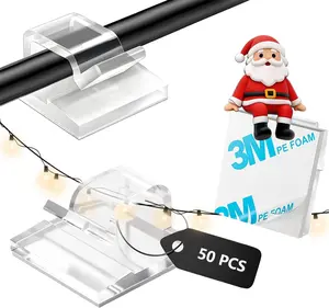 50PCS Adhesive Cable Clips R-Shaped 3M Strong Adhesive PA66 Nylon for Cars Offices Homes Transparent Cord Organizer