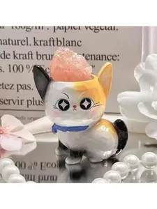 LITTLE LUCK PLUS Crystal Blind Box, Kawaii Cat & Rabbit Figurine with Natural Crystal, Cute Animal Resin Collectible, Lucky Crystal Statue for Desk Decor, Viral Healing Crystal Blind Box for Teens & Collectors