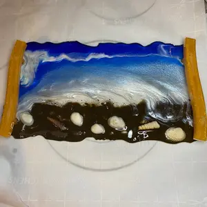 Resin oceanscape serving tray