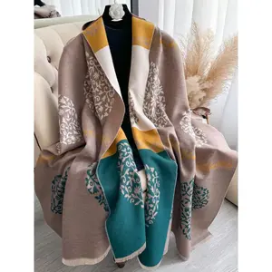 Women's All Over Pattern Imitated Cashmere Shawl, Casual Soft Warm Thickened Shawl for Fall & Winter, Fashion Accessories for Women & Girls
