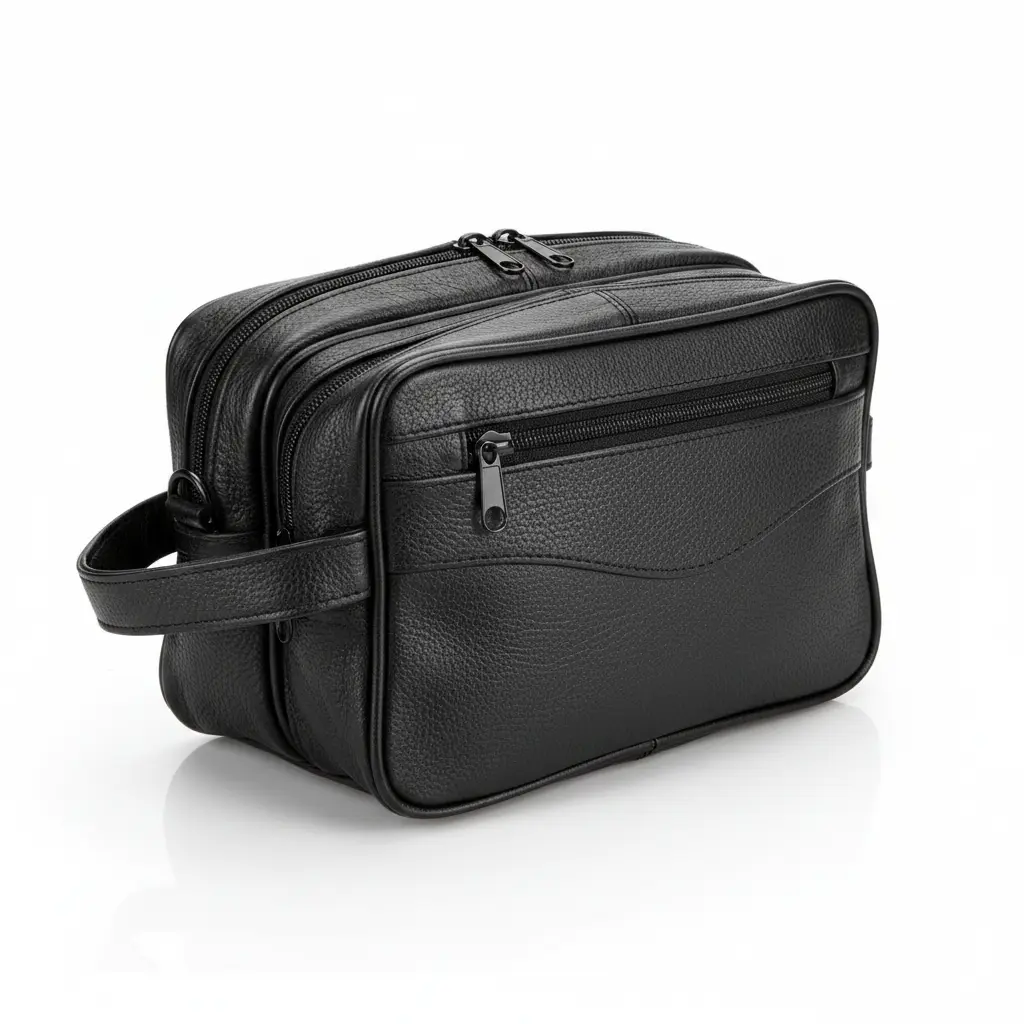 VIOSI Toiletry Bag Genuine Leather Shaving Kit Dopp Kit Travel Case