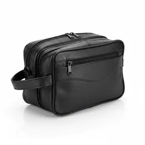 VIOSI Toiletry Bag Genuine Leather Shaving Kit Dopp Kit Travel Case