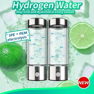 Hydrogen Water Bottle, Hydrogen Rich Water Generator, Rechargeable Portable Glass Hydrogen Water Ionizer Machine with SPE and PEM Technology, for Daily Office Home Travel and Fitness Drinking Drinkware Drinkware Drinkware Lid Lid Tumbler Mug Bottled