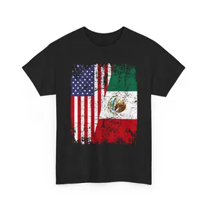 American & Mexican Pride Shirt – USA Mexico Flag Graphic Tee – Cultural Heritage Apparel