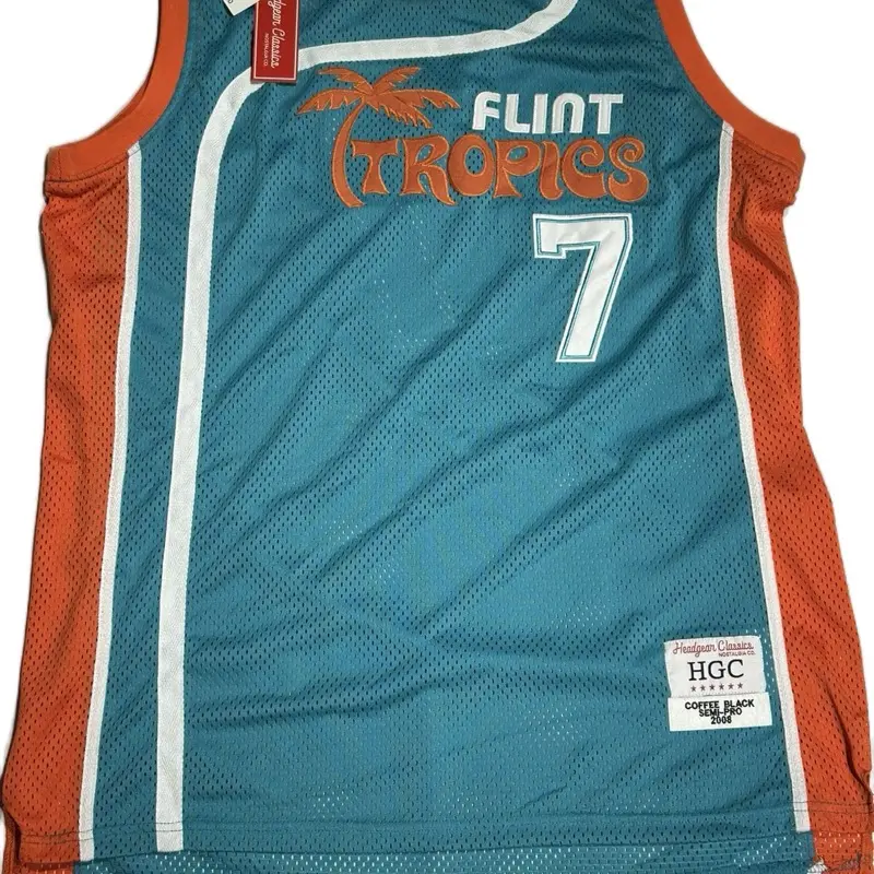 HGC Flint Tropics "Coffee Black" 7 Basketball Jersey Size 3XL MSRP $80 Orange and Teal Colorway