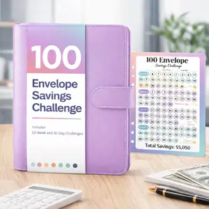 100 Envelopes Money Saving Challenge Book – Savings Binder with Pre-Numbered Envelopes & Tracker, Save $5050, Budgeting Organizer, Christmas Gift