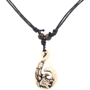 Hawaiian Maori Fish Hook Pendant Necklace,Maui Beach Sufer Tribal Necklace